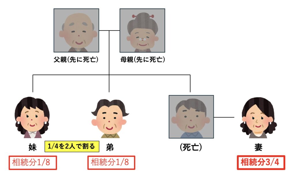 相続人が配偶者と兄弟姉妹のケース